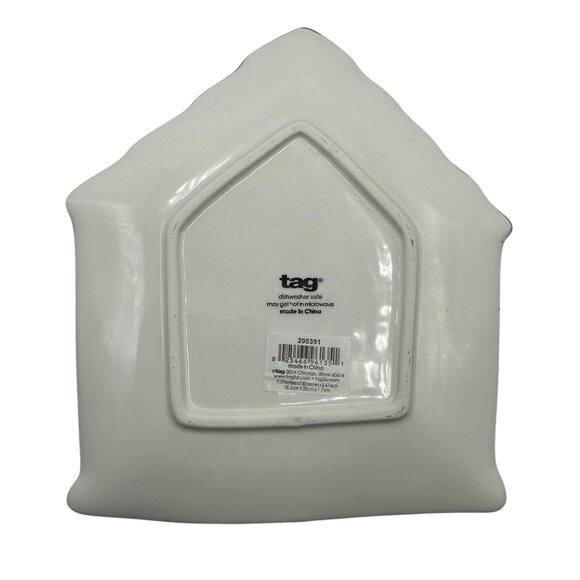 Tag Christmas Dessert Plate Green Front Door Wreath Candy Cane Red Roof Lights - Picture 3 of 10